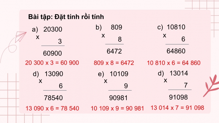 Giáo án điện tử toán 3 chân trời bài: Nhân số có năm chữ số với số có một chữ số