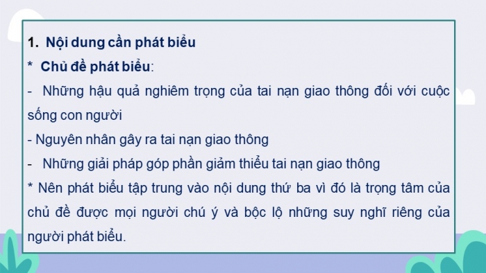 Giáo án điện tử Ngữ văn 12 bài: Phát biểu theo chủ đề