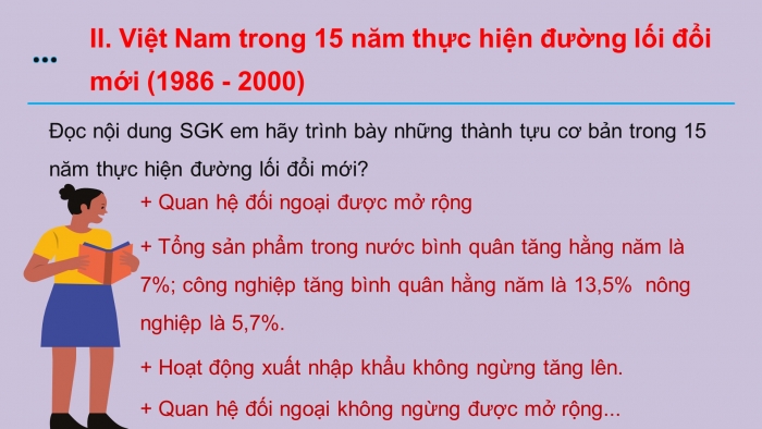 Giáo án điện tử lịch sử 9 bài 33: Việt Nam trên đường đổi mới đi lên cnxh (từ năm 1986 đến năm 2000)
