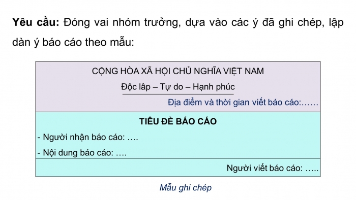 Giáo án điện tử Tiếng Việt 4 kết nối Bài 7 Viết: Lập dàn ý cho báo cáo thảo luận nhóm