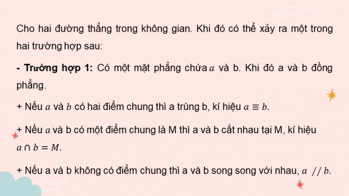 Giáo án điện tử Toán 11 chân trời Chương 4 Bài 2: Hai đường thẳng song song