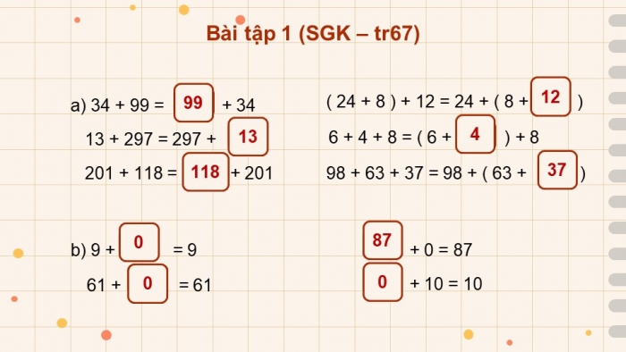 Giáo án điện tử Toán 4 cánh diều Bài 27. Các tính chất của phép cộng