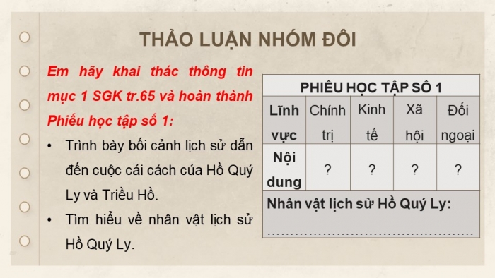 Giáo án điện tử Lịch sử 11 chân trời Bài 9: Cuộc cải cách của Hồ Quý Ly và Triều Hồ (Phần 1)