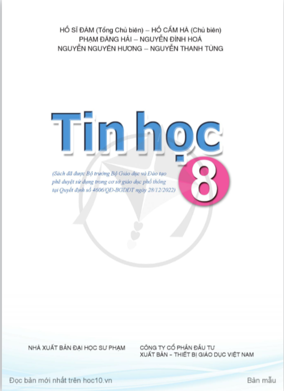 Tải PDF shs Tin học 8 Cánh diều