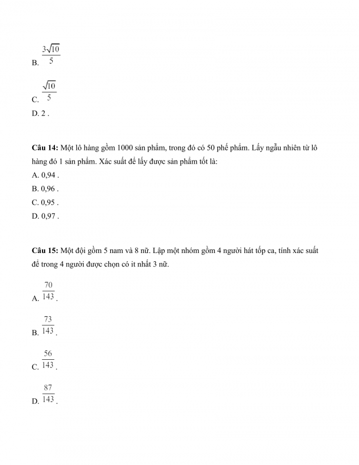 Đề thi cuối kì 2 toán 10 kết nối tri thức (Đề số 7)