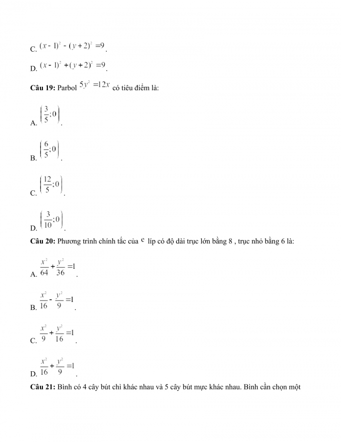 Đề thi cuối kì 2 toán 10 kết nối tri thức (Đề số 8)