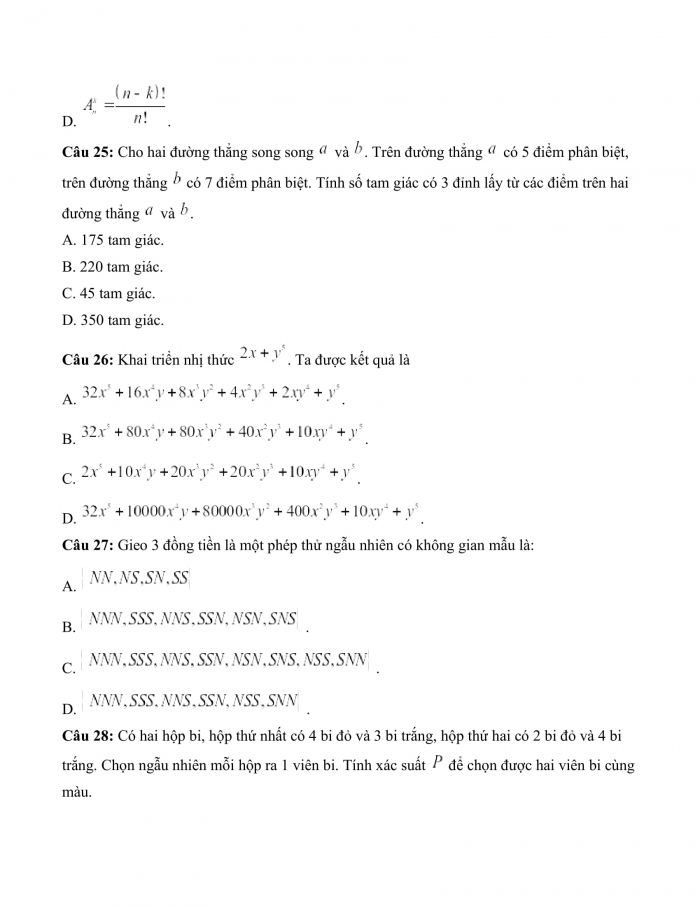 Đề thi cuối kì 2 toán 10 kết nối tri thức (Đề số 8)
