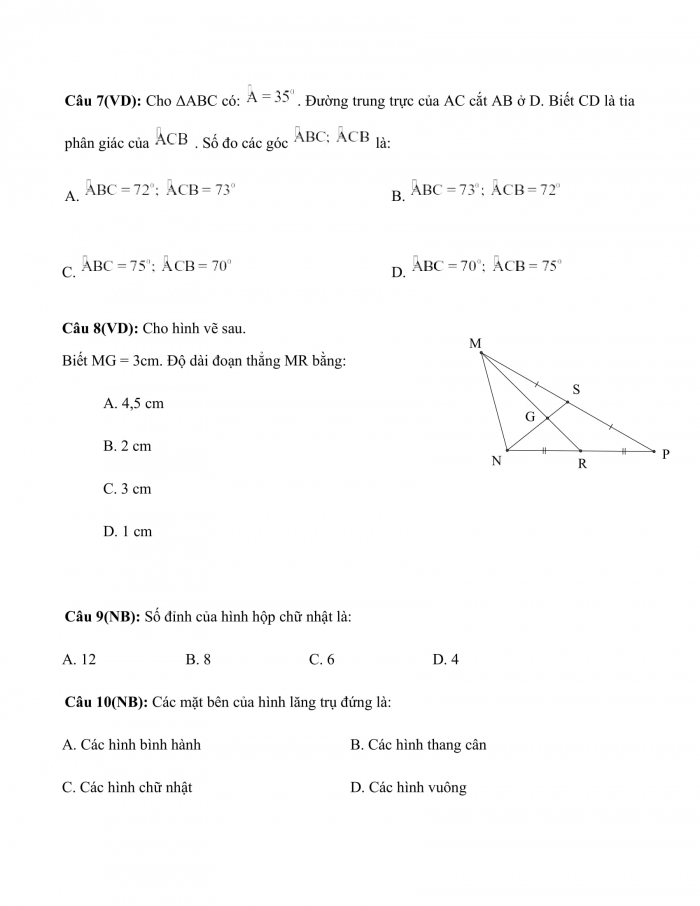 Đề thi cuối kì 2 toán 7 kết nối tri thức (Đề số 5)